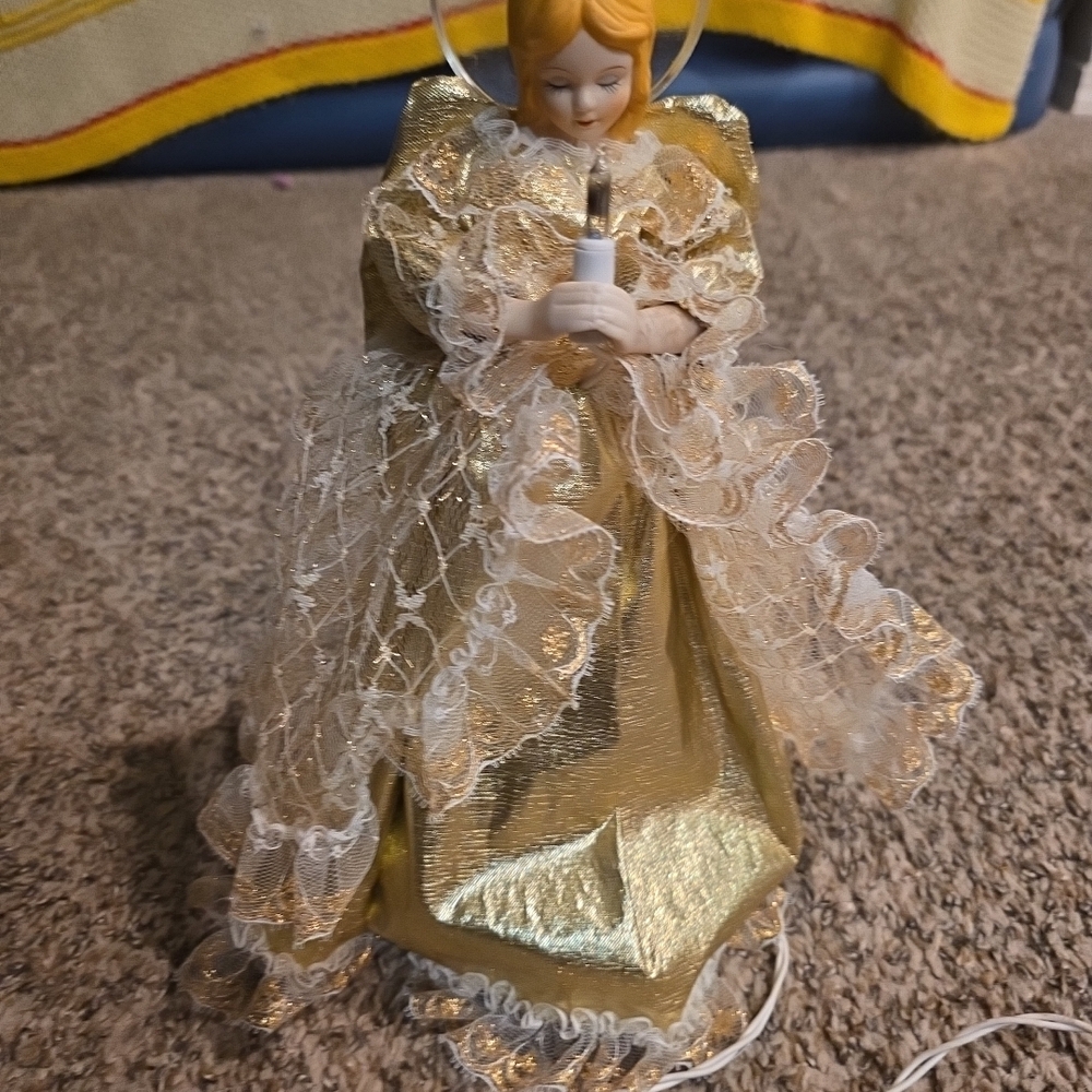 Vintage Gold and White Angel Figurine